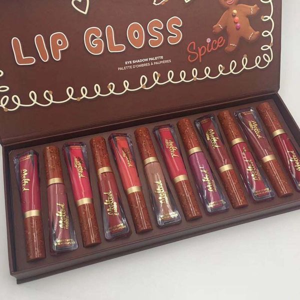 

2019 Новый макияж Рождественские пряники Помады Набор 12шт / комплект Расплавленный