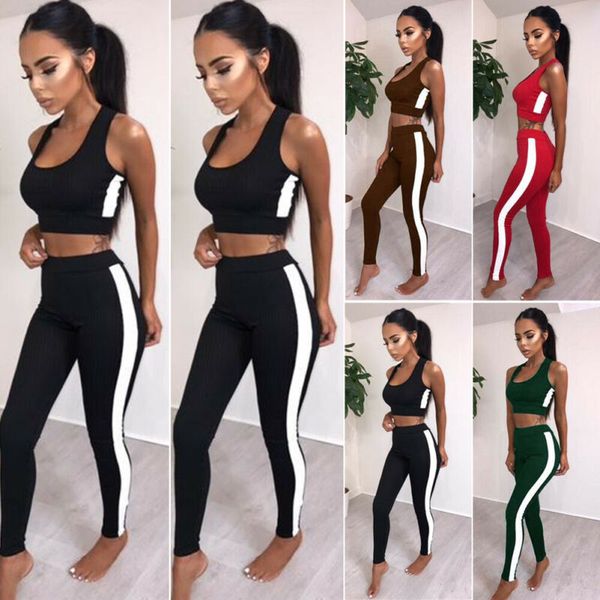 

women's fitness running yoga sportswear sports fitness set slim sportswear, White;red
