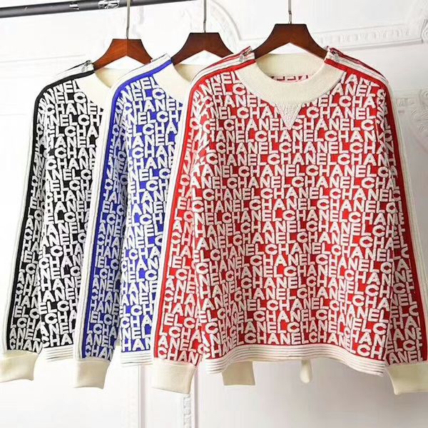 

Brand de igner women wool weater 2019 autumn winter runway tyle round neck jacquard long leeve knitted pullover jumper top, White;black