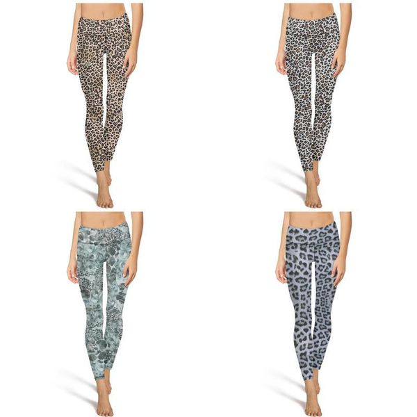

leopard cheetah print brown fashion women's vintage yoga pants 90 degrees casual four-way stretch suitable for running leggings gray, Black
