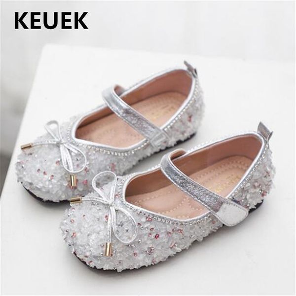 

новая весна / осень кожаных ботинок девушки малыша младенец производительность принцесса партия обувь дети мокасины дети стразы квартира 03, Black;grey