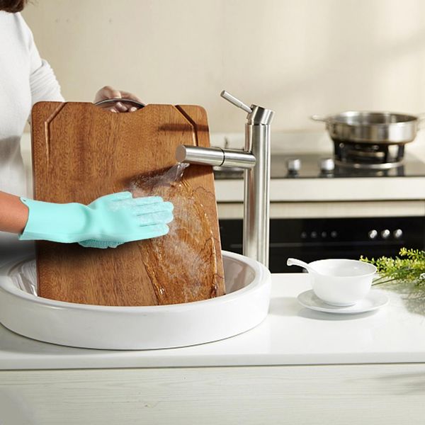 

silicone dishes washing glove with cleaning brush kitchen housekeeping washing glove 100% food grade dishwashing gloves