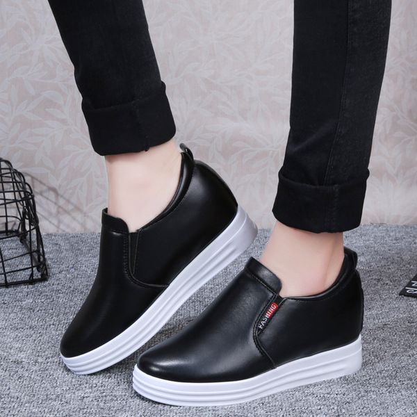 

women loafers increasing platform shoes black slip on shoes woman sneakers pu leather casual flats zapatos mujer 76c70