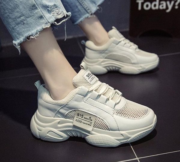 

fashion women vulcanize shoes chunky sneakers women shoes flats casual, Black