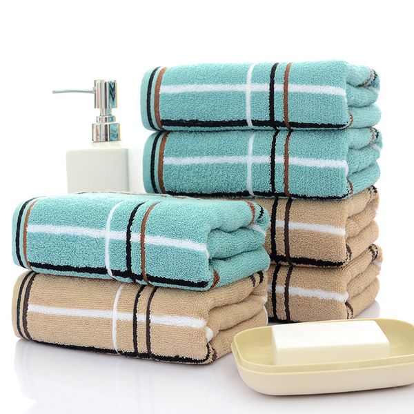 

thick soft plaid towel set stripe beauty face spa towel bath large 100% cotton home bathroom for adults serviette de bain