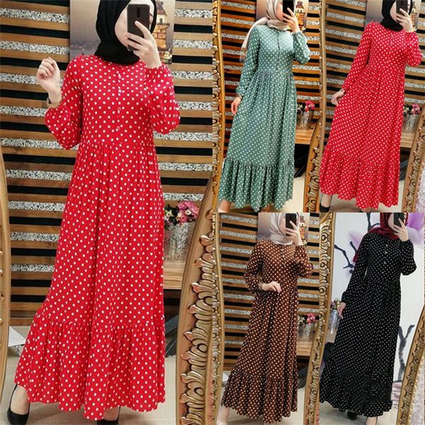 Dromiya Abayas Langarm Frauen Plus Größe 5XL Muslimischen Kleid Dot Kaftan Malaysia Türkische Kaftan Islamische Kleidung Robe Dubai