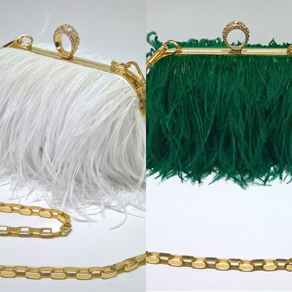 

2020 evening dinner cosmetic cosmetic women's makeup bag ostrich fur bag, White