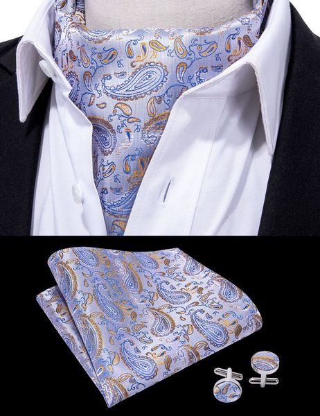 

привет-галстук модный бренд мужской платок запонки cravat набор шелковый узор пейсли джентльмены золотые точки галстук свадьба ascot bowtie, Black;blue
