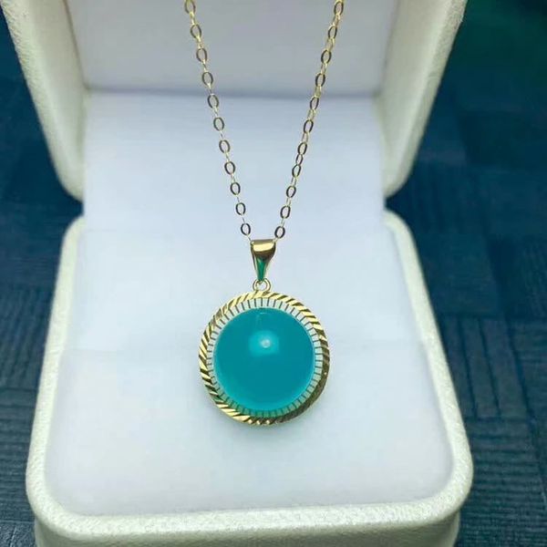 

shilovem 18k yellow gold natural real amazonite pendants no necklace fine jewelry classic gift plant new mymz011-12ths, Silver