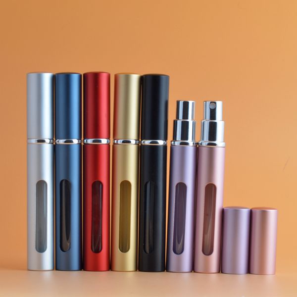 

5ml atomizer spray mini bottle portable perfume bottles refillable sprayer travel luxury empty liquid container pump dispenser 7 colors