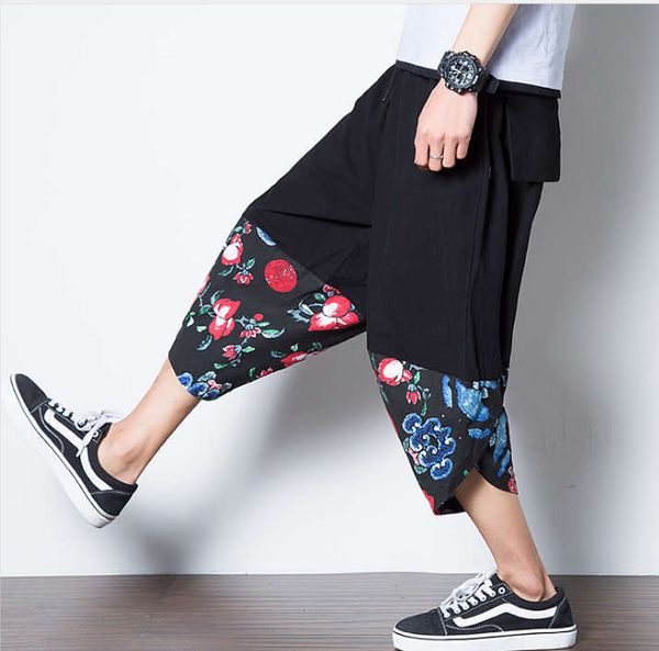 

2020 новая мода мужские брюки дизайнер пэчворк бренд легкие свободные брюки с карманом m-4xl, Black