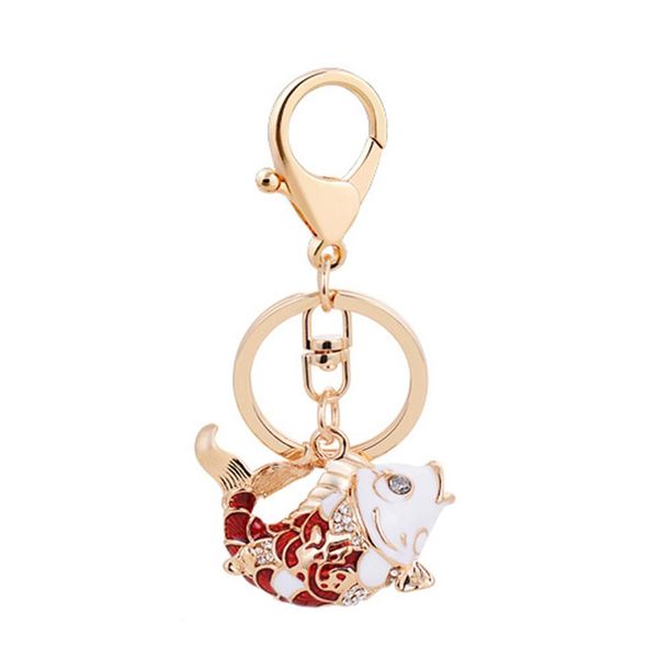 

carp rhinestones car keychain key rings bag pendant hanging ornament gifts, Silver