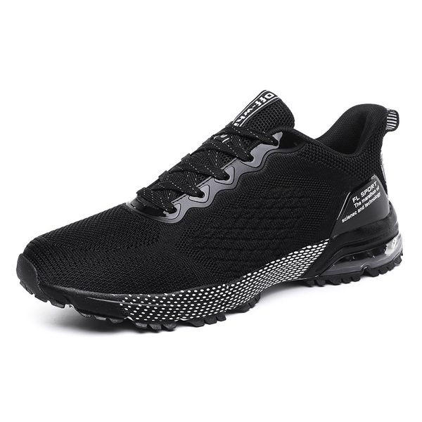 

new the latest men's spring and autumn breathable flying woven mesh shoes with casual wild shoes student air cushion, Black