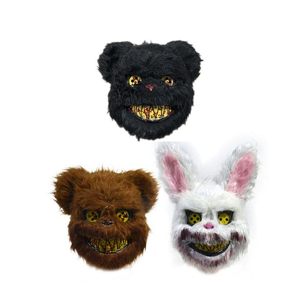 Halloween Horror Blutige Killerkaninchen Maske Gruseliger Hase Plüschbär Masken Maske Party Cosplay Kostüm Requisiten XBJK2002