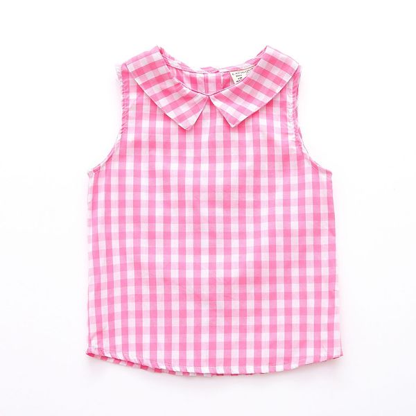 

lonsant infant baby shirt girls sleeveless plaid print vest sweet baby turn down collar summer pretty girls clothes, Blue