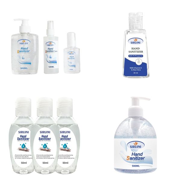 

siruini washless hand sanitizer with vitamin e alcohol moisturizing gel 30ml 50ml 60ml 120ml 240ml 300ml 500ml disposable gel mma3310-a