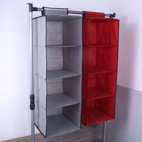 

non-woven fabric 4 section hanging bag storage cabinets folding shelves wardrobe household supplies clothes space saver home