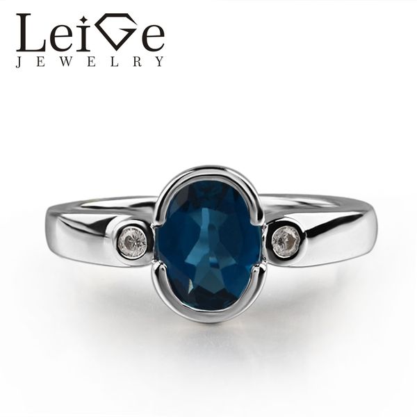 

925 silver london blue топаз кольцо овал cut синий драгоценный камень ободок установка promise кольца для женщин романтические подарки, Golden;silver