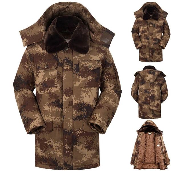 

men's down & parkas mens winter warm 2021 camouflage wool thickening coat pullover outwear men leather jackets and coats erkek mont str, Black
