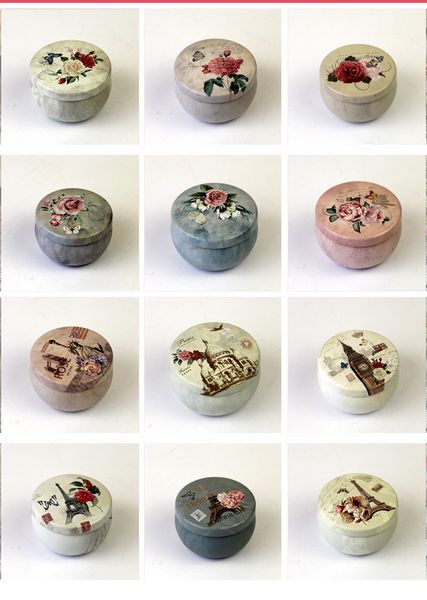 

soy box wax scented candle retro tinplate box cented candle jasmine rose strawberry natural portable tin candle iro pot for travel wedding50