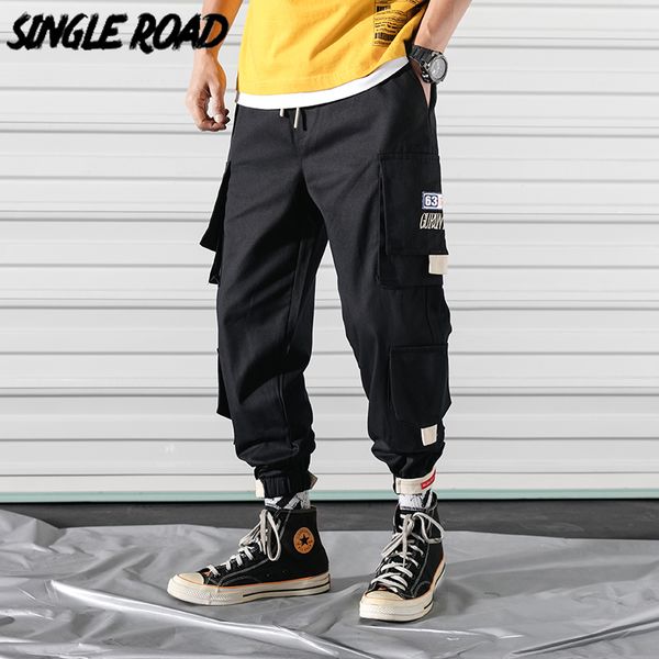 

singleroad мужской штанов мужчина 2020 боковых карманов hip hop японского streetwear шаровары мужчины брюки бегуны мужской sweatpants, Black