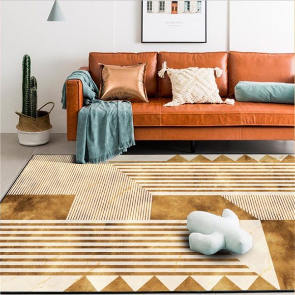 

aovoll carpets for living room nordic yellow geometric marble patterned carpet bedroom rug comercial cleaning machine non-slip