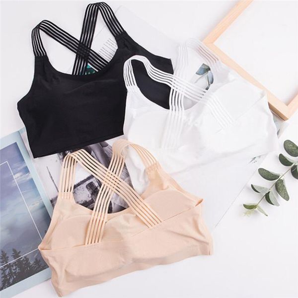 

women o-neck bra summer tank beauty back padded bra female underwear, Black;white