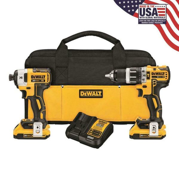 

Dewalt dck283d2 20v max xr bru hle compact cordle drill impact driver new