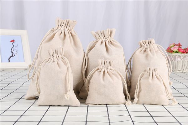 

cotton canvas storage bag jewelry bags drawstring gifts pouch party candy favor sack cotton gift packaging bag sack, Pink;blue
