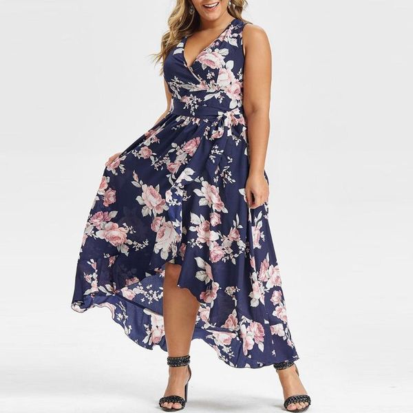 

plus size 5xl summer dress women boho long dress woman party night elegant vintage floral print clothes for women vestidos, Black;gray