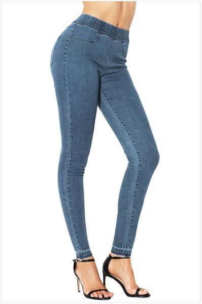 

fashion design pants navy cobalt blue black elastic waist jeans stretch pants women trousers lady fashion jeans sale