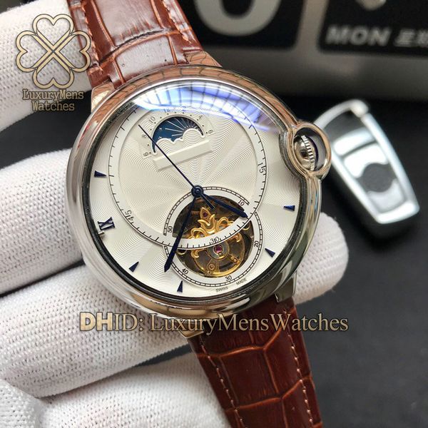 

limited edition men watch w6920078 w6920025 w6920075 three-needle phase flywheel automatic movement 316l steel leather strap montres de luxe, Slivery;brown