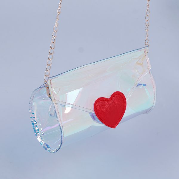 

2019 clear plastic jelly small tote party bags laser holographic shoulder bags female women transparent bag