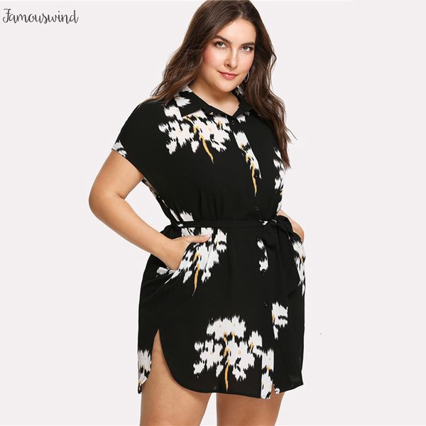 

платье хем belted рубашка платье batwing короткого рукав воротник шея платье женщина плюс размер черной печать straight дельфин, Black;gray