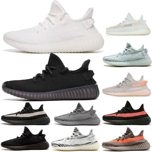 

kanye west v2 men desinger triple running shoes women trainers sesame blue frozen yellow cream zebra bred sports zapatos sneakers size 13