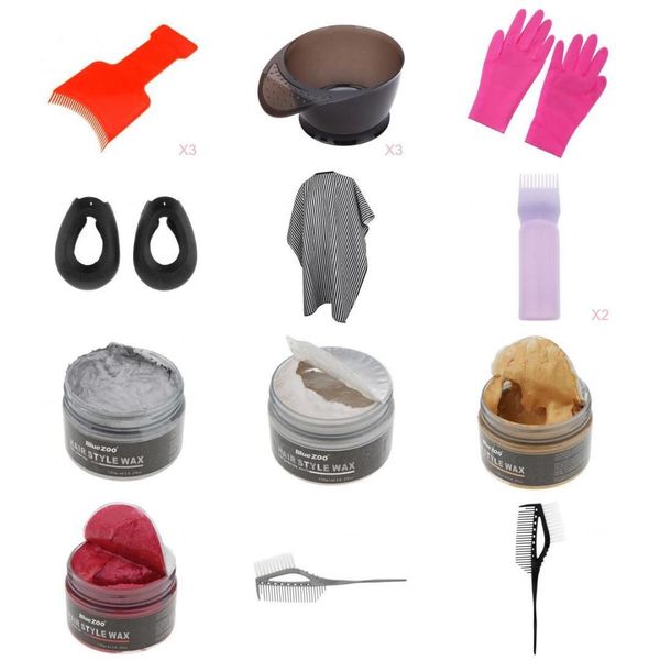 

salon hair dressing color styling dye wax tint bowl coloring brush comb set