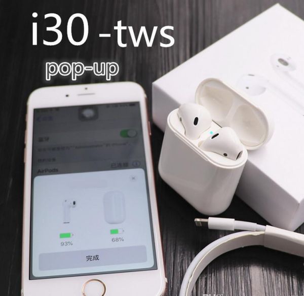 

I30 tw pop up window imilar airpod ize wirele head et 6d uper ba bluetooth 5 0 earphone i30tw pk w1 chip i10 i20 i12