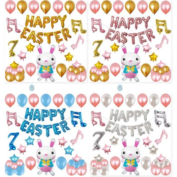 

easter day balloon party decorative sets cartoon rabbit bunny shape aluminum film balloon decor kits 12inch 8 styles dhl an1956