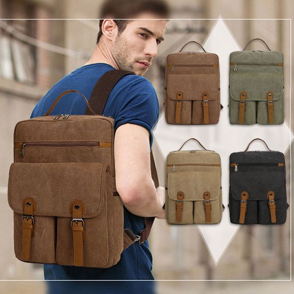 

men's backpack vintage canvas outdoor bag large-capacity bag travel leisure backpack of men 2019 new