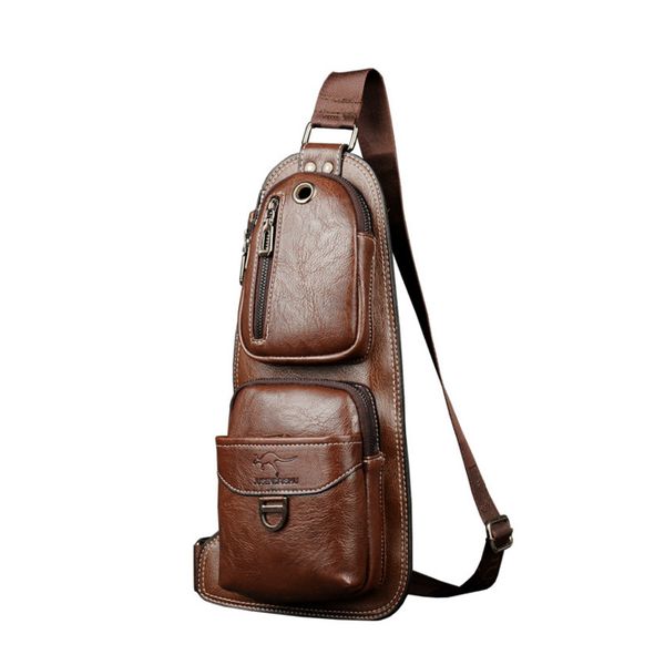 

design men messenger crossbody bags male vintage pu leather messenger sling bag casual travel sport chest bag 6196#