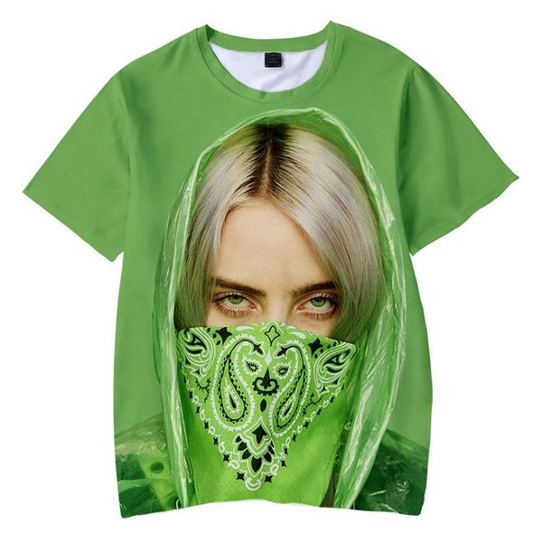 

popular singer billie eilish peripheral 3d print man tshirt designer summer woman couple matching clothes, White;black