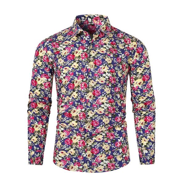 

fashion men's autumn winter casual slim printed long sleeve shirts beach blouse w916, White;black