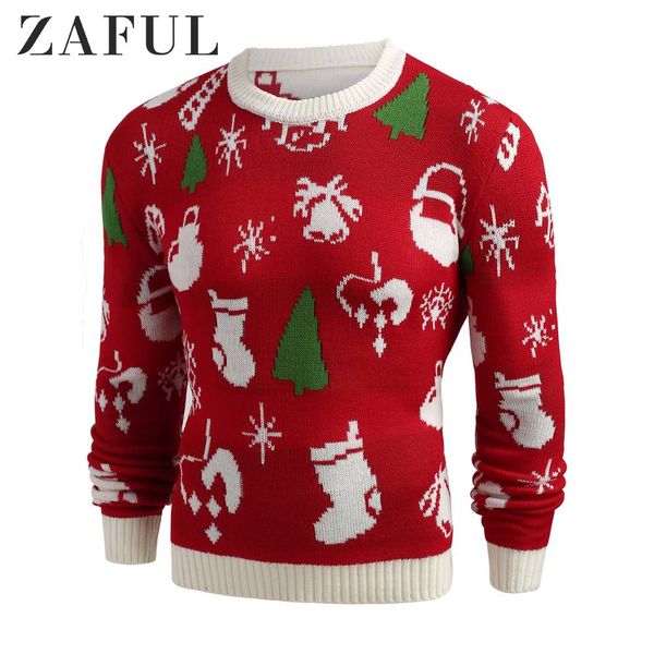 

zaful christmas theme print sweater for men long sleeve crew neck lava red pullovers male autumn spring, White;black