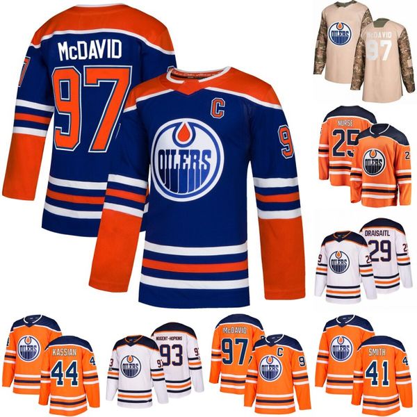 

Edmonton Oilers Philip Broberg Darnell Nurse Colby Cave Leon Draisaitl Brad Malone Connor McDavid Milan Lucic Zack Kassian Mike Smith Jersey