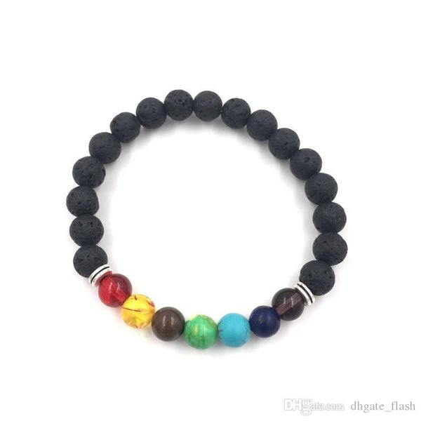 

новый 7 чакра браслет мужчины черный лава healing баланс beads рэйки будда молитва природный камень йога браслет для женщин бесплатная доста, Black