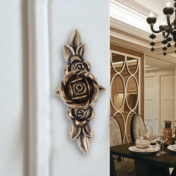 

european retro pull rose furniture hardware cabinet door home diy bronze
