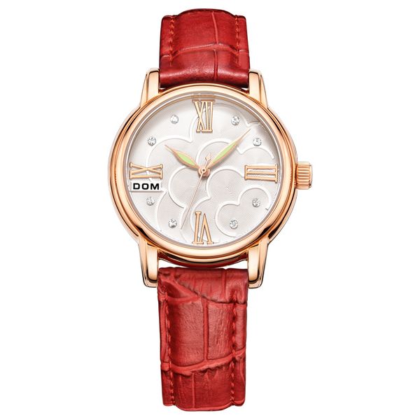 Watch Women Dom Marca Luxo Moda Casual Lady Wrist Relógios De Couro Quartzo Impermeável Quartzo Relogio Feminino G-1028