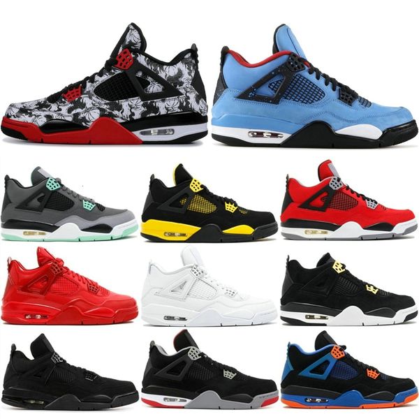 

royal 4 4s basketball cactus jack white cement game motor mens sport sneakers designer shoes us 7-13