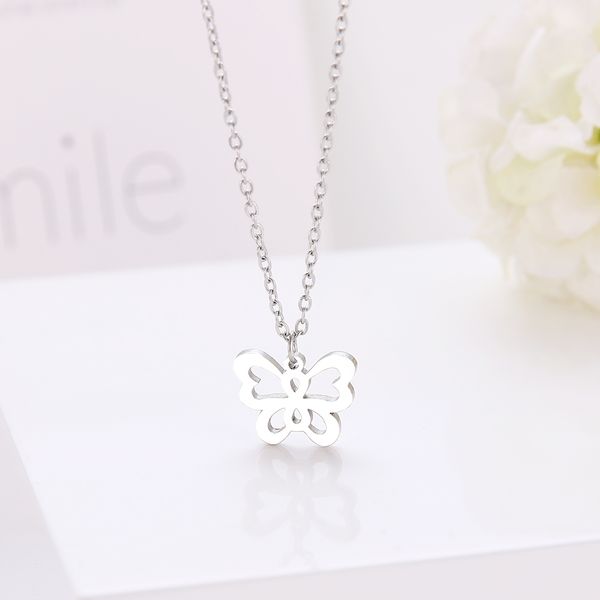 

stainless steel beautiful and delicate butterfly pendant necklaces gold and silver color for women jewelry necklace female's