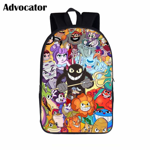 

advocator funny cuphead / mughead pattern schoolbag for kids backpack boys children school bags for girls shoulder book satchel